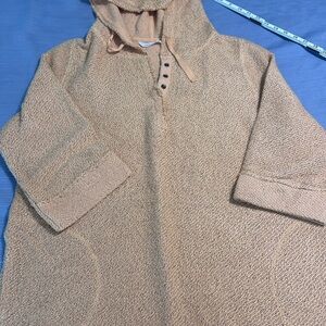 Soft Surroundings Peach Knit Hooded Pullover Sweater